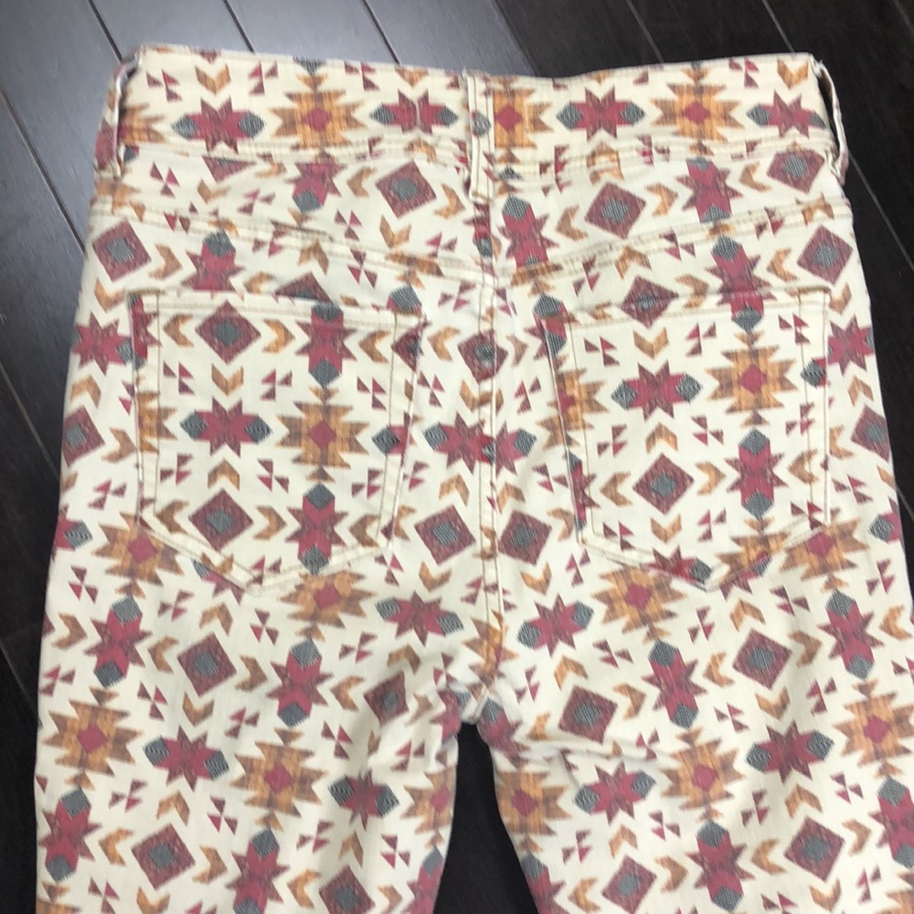 Free People Cream & Rust Patterned High-Rise Jeggings - Picture 12 of 14